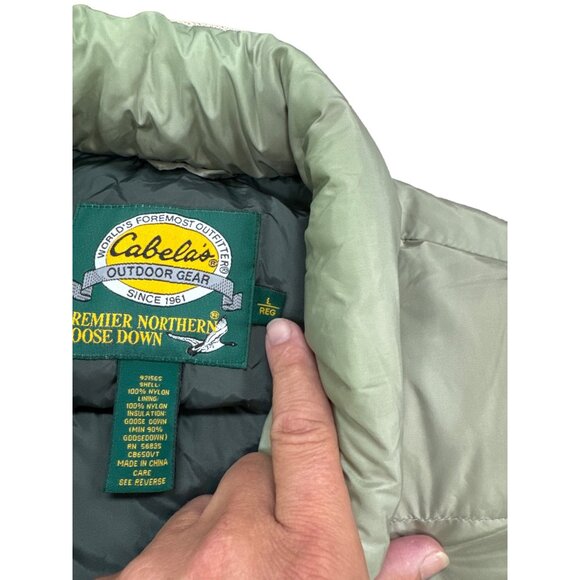 Cabelas outdoor gear goose down green vest size Large Regual SKU 3038 - Picture 3 of 14
